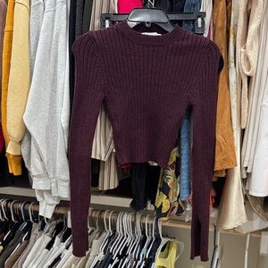 Zara Burgundy Ribbed Knit Sweater
